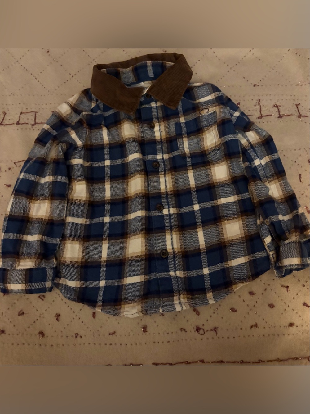 Carter's Plaid with corduroy-like collar shirt